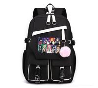 Sageam Anime Kimetsu No Yaiba Zaini, Tanjiro Zaino casual per la scuola, Borse a zainetto w/USB Charging Port con portachiavi per ragazze