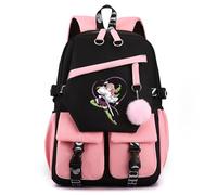 Sageam Anime Kimetsu No Yaiba Zaini, Tanjiro Zaino casual per la scuola, Borse a zainetto w/USB Charging Port con portachiavi per ragazze