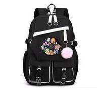 Sageam Anime Kimetsu No Yaiba Zaini, Tanjiro Zaino casual per la scuola, Borse a zainetto w/USB Charging Port con portachiavi per ragazze