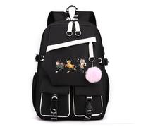 Sageam Anime Kimetsu No Yaiba Zaini, Tanjiro Zaino casual per la scuola, Borse a zainetto w/USB Charging Port con portachiavi per ragazze