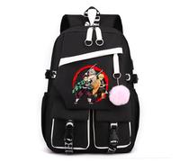 Sageam Anime Kimetsu No Yaiba Zaini, Tanjiro Zaino casual per la scuola, Borse a zainetto w/USB Charging Port con portachiavi per ragazze