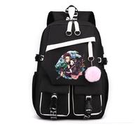 Sageam Anime Kimetsu No Yaiba Zaini, Tanjiro Zaino casual per la scuola, Borse a zainetto w/USB Charging Port con portachiavi per ragazze
