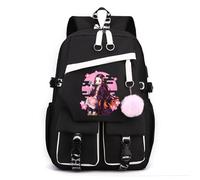 Sageam Anime Kimetsu No Yaiba Zaini, Tanjiro Zaino casual per la scuola, Borse a zainetto w/USB Charging Port con portachiavi per ragazze