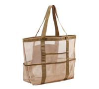 SageFurned Borsa da spiaggia con mini tasca, borsa pieghevole in rete per piscina, borsa leggera in poliestere senza sabbia da 40 l, per viaggi, campeggio, picnic e uso alimentare, nero