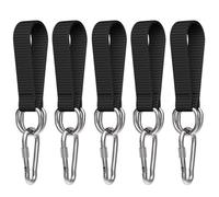 SageFurned Cinghie per altalena per albero da campeggio, 5 pezzi, in nylon resistente, con anelli e moschettoni, lunghezze regolabili (20-50 cm), nero (40 cm x 25 mm)