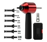 SageFurned Rivettatrice elettrica per avvitatori a batteria, testa convertitore per chiodi in alluminio con mandrini M3-M10, set di montaggio manuale portatile con custodia in plastica, rosso