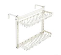 SageFurned Scaldasalviette bianco con doppio cestello, 42,3 x 15 x 60 cm, resistente, capacità 25 kg, ripiano in ferro per asciugare vestiti e scarpe, installazione senza attrezzi