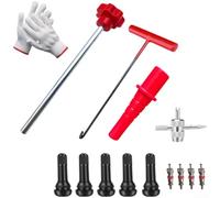 SageFurned Set di attrezzi per valvole dei pneumatici, 13 pezzi, per auto e moto, estrattore per inserto del nucleo della valvola con impugnatura ergonomica per tubeless (rosso)