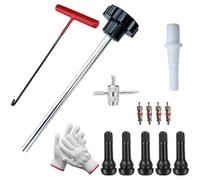 SageFurned Set di attrezzi per valvole pneumatici, 13 pezzi, per auto e moto, estrattore di inserti per valvola con impugnatura ergonomica per tubeless (nero)