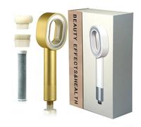 SageFurned Soffione doccia ad alta pressione in ABS 3 in 1 con filtro, spruzzatore manuale con spugna per ridurre il calcare, senza attrezzi (oro)