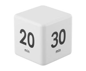 SageFurned Timer cubo con display, conto alla rovescia preimpostato 15/20/30/60 minuti, rilevamento gravità, 2 livelli sonori, plastica ABS, per cucinare, studiare, lavorare - bianco