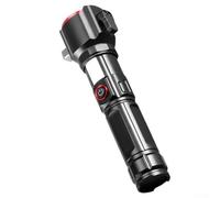 SageFurned Torcia a LED ricaricabile con power bank e martello di sicurezza, faretto zoomabile e proiettore COB, torcia impermeabile in lega di alluminio per campeggio ed escursionismo, bianco (A)