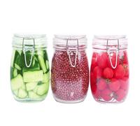 SAGELSHN Barattoli Cucina Robusto Barattoli di Vetro Rotondi con Coperchi A Morsetto, Sigillati for La Conservazione in Frigorifero E Dispensa Contenitori Ermetici per Alimenti(3 Set)