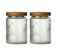 SAGELSHN Barattoli Cucina Robusto Contenitori for Alimenti in Vetro retrò con Coperchi Ermetici, 2 Confezioni Contenitori Ermetici per Alimenti(Flower-Pattern)