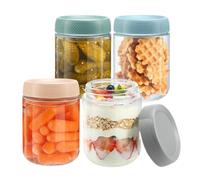 SAGELSHN Barattoli Cucina Robusto Set di 4 Contenitori in Vetro con Coperchi A Vite for Fiocchi D'avena da Consumare Durante La Notte Contenitori Ermetici per Alimenti