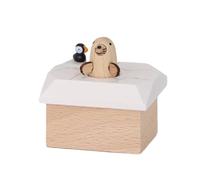 SAGELSHN Carillon in Legno, Piccolo Fonografo con Coperchio A Ribalta, Ornamento da Tavolo(Light Brown1)