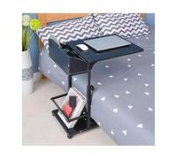 SAGELSHN Tavolino Laterale Da Divano Tavolino Da Comodino Con Ruote, Altezza Regolabile, Laterale A Forma Di C Bloccabili, Servitore Camera Moderno(Black)