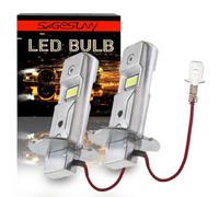 SageSunny Lampadina LED H3 Abbagliante Bianco 6000K, 9-36V, 6 Chip CSP, Mini Formato 1:1, Plug and Play, Predisposizione per Canbus, LED H3 per fendinebbia, DRL, Sostituzione alogena, Confezione da 2