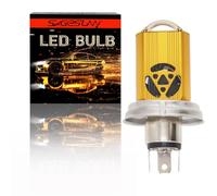 SageSunny p45t R2 LED moto Lampadina, AC/DC 8-80V 6000K bianco H5 con lente proiettore per illuminazione di moto, auto, ATV o scooter - 35W 13000lm - 18 mesi di garanzia