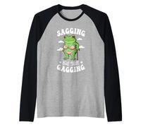 Sagging Ma Ancora Bavaglio Divertente Rana Umorismo Sarcastico Meme Maglia con Maniche Raglan