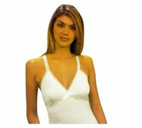 Saggio Leable 6 Canottiere Spallina Stretta in Puro Cotone Lavorato A Costina Donna Made in Italy Profumatore Bianco 6