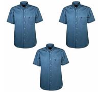 Saggio Sea Barrier Camicia Jeans Denim Mezza Manica Set 1 o 3 Pezzi Leggera in Puro Cotone Modello Regular Fit Button Down Uomo Profumatore BLU3PZ L