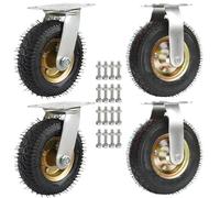 SAGIDAR Ruota Gonfiabile di Gomma Silenziose Rotelle, Rotelle per Mobili, 2 con Piastra Fiss 2 con Piastra Girevole, Design A Doppio Cuscinetto, Ø150/200/250mm Rotelle Industriali in Gomma(15cm)