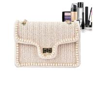 Sagni delle spalle da donna, borsa per le donne - Borsa delle spalle da donna con fauci perla,Organizzatore staccabile di chiusura con cerniera design alla moda per incontri, spiaggia, raccolta
