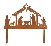 Sagoma decorativa in metallo per presepe per esterni, resistente alle intemperie, stabile, immagine della Sacra Famiglia con luce a stella, per Natale, giardino, cortile