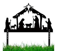 Sagoma decorativa in metallo per presepe per esterni, resistente alle intemperie, stabile, immagine della Sacra Famiglia con luce a stella, per Natale, giardino, cortile