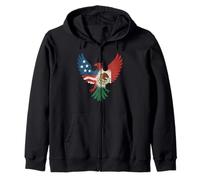Sagoma di aquila metà americana metà messicana USA Messico bandiera Felpa con Cappuccio
