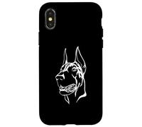 Sagoma di cane seduto - Ritratto di Doberman - Mascotte - Testa Custodia per iPhone X/XS