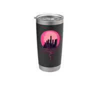 Sagoma di città con luna rosa - Lunarpunk Bicchiere termico in acciaio inox doppia parete