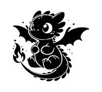 sagoma di drago bambino Adesivi con scritte 42x45.5cm Pittura murale artistica Nero