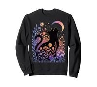 Sagoma di Gatto Luna occulta - Stelle Margherite Autunno magia Felpa