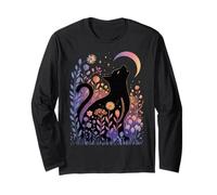 Sagoma di Gatto Luna occulta - Stelle Margherite Autunno magia Maglia a Manica
