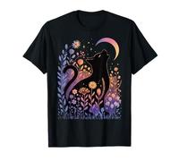 Sagoma di Gatto Luna occulta - Stelle Margherite Autunno magia Maglietta