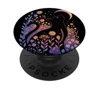 Sagoma di gatto luna occulta - stelle margherite autunno magia PopSockets PopGrip Adesivo