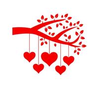 sagoma di un ramo d'albero con amore Adesivi con incisione 41x49.3cm Decorazione carrozzeria auto Rosso