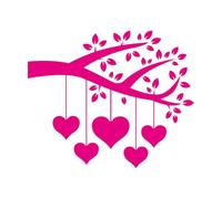 sagoma di un ramo d'albero con amore Adesivi con incisione 65.6x78.9cm Autoadesivo Rosa Rossa