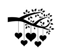 sagoma di un ramo d'albero con amore Adesivi con incisione 65.6x78.9cm Decorazione negozio Nero
