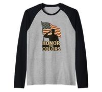 Sagoma e Bandiera patriottica 'Honor The Colors' Saluting Maglia con Maniche Raglan