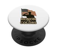 Sagoma e bandiera patriottica 'Honor the Colors' Saluting PopSockets PopGrip Adesivo