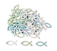 Sagome a forma di pesce in legno, coriandoli per battesimi, 90 pezzi, multiuso, per cerimonie religiose, decorazioni da tavola, baby shower, forniture per feste, decorazioni per cerimonie in legno