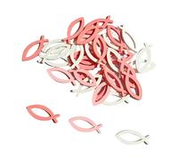 Sagome a forma di pesce in legno, coriandoli per battesimi, 90 pezzi, multiuso, per cerimonie religiose, decorazioni da tavola, baby shower, forniture per feste, decorazioni per cerimonie in legno