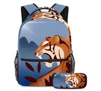 Sagome di animali aquila per migliorare la tua esperienza scolastica, prendi questo zaino con astuccio per ragazzi, ragazze, adolescenti, Multicolore#03, B:29.4x20x40cm P:19x7.5x3.8cm, Zaini Daypack
