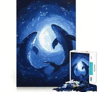 Sagome di balena sotto la luna,puzzle per adulti da 1000 pezzi,gioco di logica,taglio di precisione,bordi lisci,regalo perfetto per riunioni di famiglia (38x52cm)
