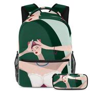 Sagome di elefanti per migliorare la tua esperienza scolastica, prendi questo zaino con astuccio per ragazzi, ragazze, adolescenti, Multicolore#05, B:29.4x20x40cm P:19x7.5x3.8cm, Zaini Daypack