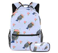 Sagome di elefanti per migliorare la tua esperienza scolastica, prendi questo zaino con astuccio per ragazzi, ragazze, adolescenti, Multicolore#06, B:29.4x20x40cm P:19x7.5x3.8cm, Zaini Daypack