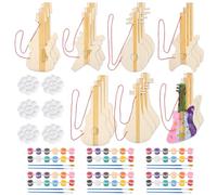 Sagome in legno grezzo, 21 pezzi, fette vuote per chitarra elettrica, 6 set di pigmenti e tavolozze, abbellimenti per strumenti musicali